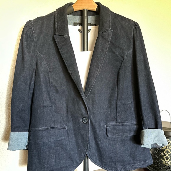 Torrid Denim Puff Sleeve Blazer- Dark Blue - Picture 5 of 5